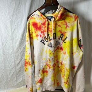 Ralph Lauren Hoodie Mens large tie dye Lacrosse Pullover Sweatshirt Preppy‎
